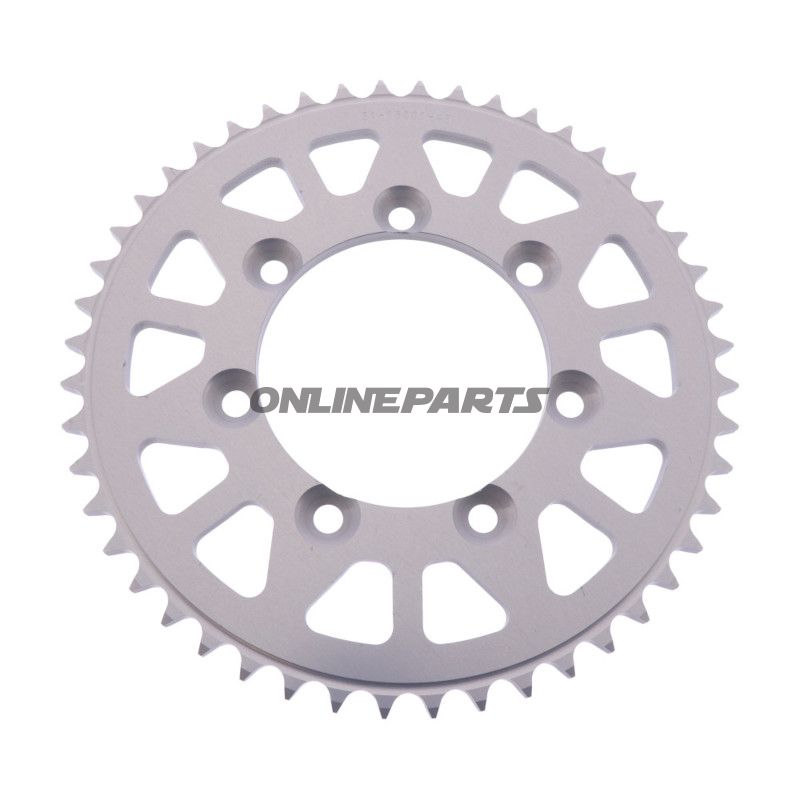 BAGESTE TANDHJUL ALUMINIUM 48 TAND PITCH 428 SØLV ESJOT INDVENDIG DIAMETER 085 BOLTAFSTAND 100