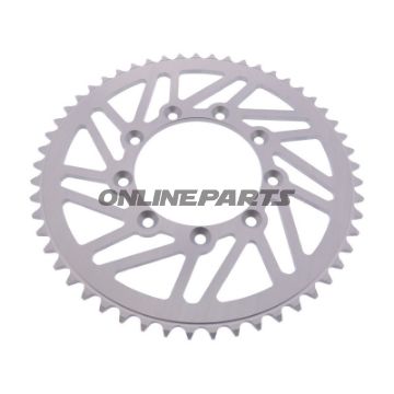 Alu-kædehjul 53T deling 520 sølv Esjot indvendig diameter 105 boltecirkel 124