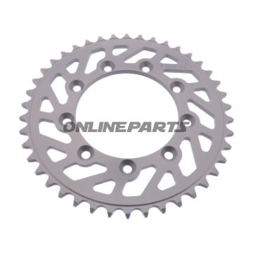 Alu-kædehjul 42T deling 520 sølv Esjot indvendig diameter 105 boltecirkel 124