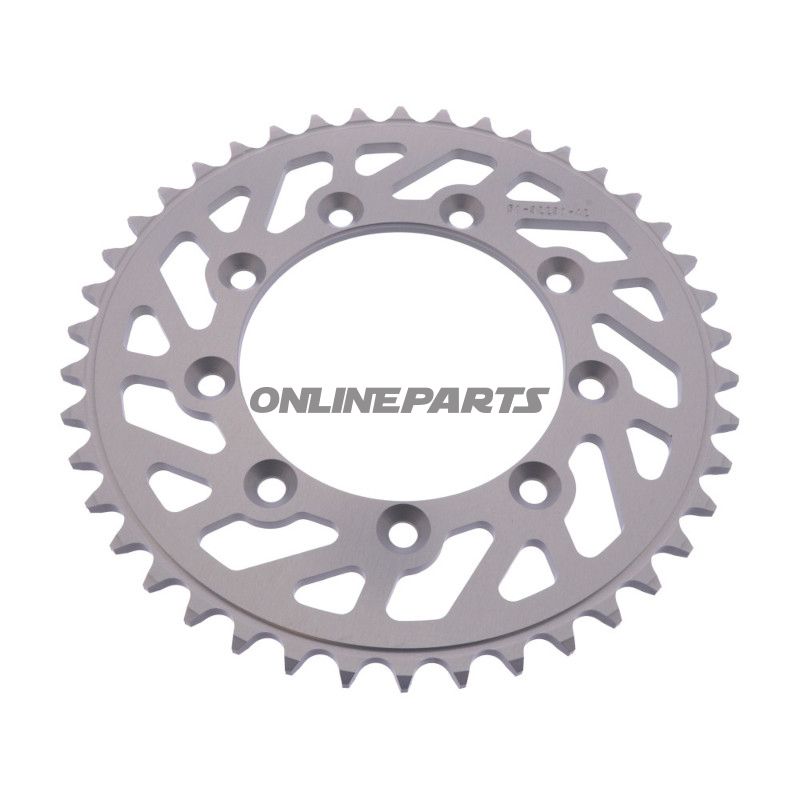 Alu-kædehjul 42T deling 520 sølv Esjot indvendig diameter 105 boltecirkel 124