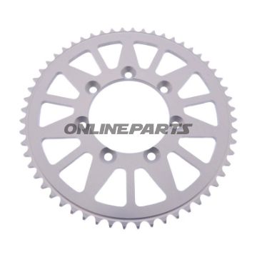 Alu-kædehjul 56T deling 428 sølv Esjot indvendig diameter 085 boltecirkel 100