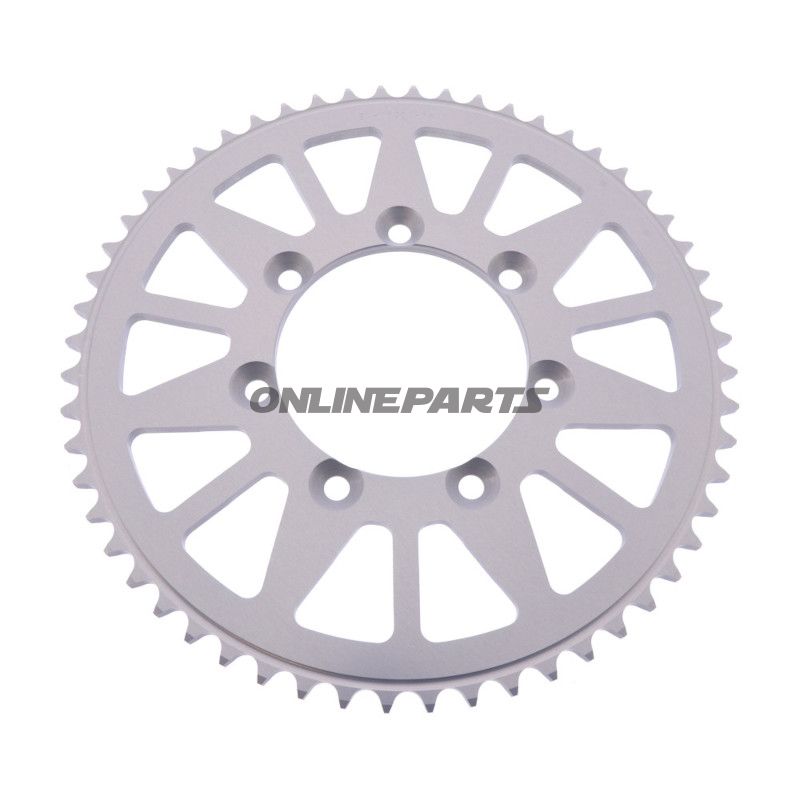 Alu-kædehjul 56T deling 428 sølv Esjot indvendig diameter 085 boltecirkel 100