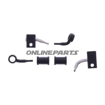 FLETTET STÅL BREMSESLANGE KIT FITTINGS SORT 2 DELE