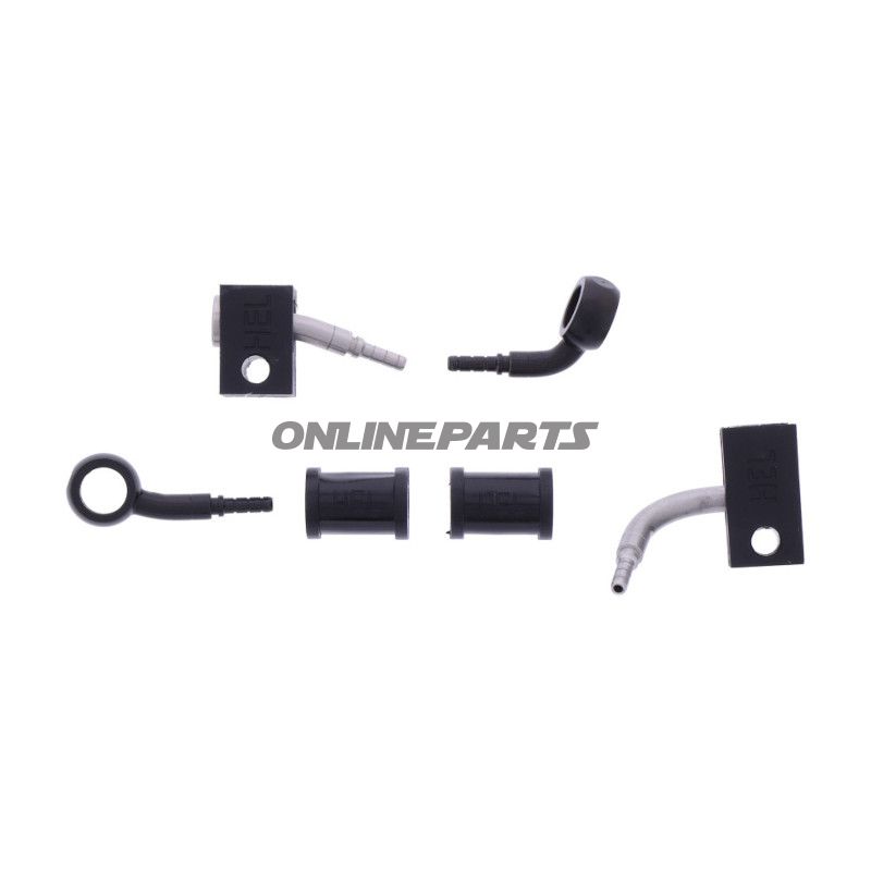 FLETTET STÅL BREMSESLANGE KIT FITTINGS SORT 2 DELE