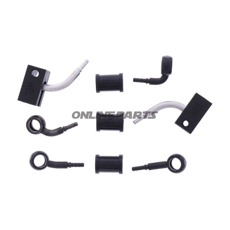 FLETTET STÅL BREMSESLANGESÆT FITTINGS SORT 3 DELE