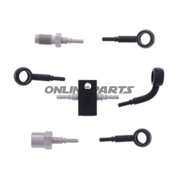 FLETTET STÅL BREMSESLANGE KIT FITTINGS SORT 4 DELE