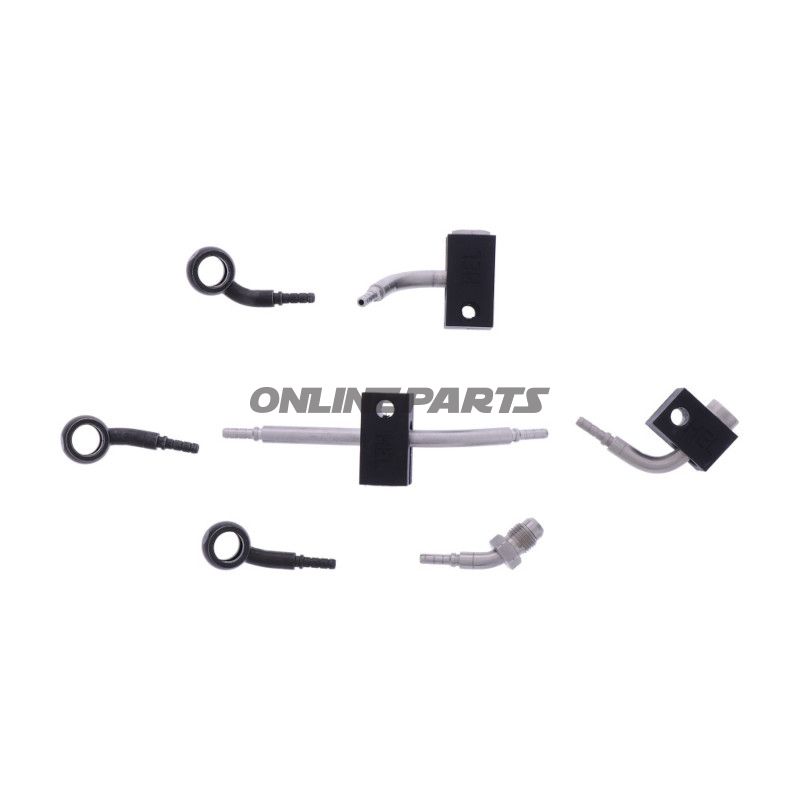 FLETTET STÅL BREMSESLANGE KIT FITTINGS SORT 4 DELE