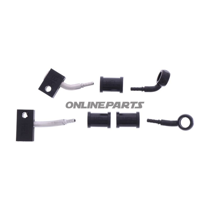 FLETTET STÅL BREMSESLANGE KIT FITTINGS SORT 2 DELE