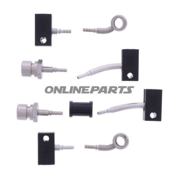 FLETTET STÅL BREMSESLANGE KIT FITTINGS SØLV 4 DELE