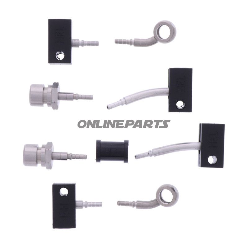 FLETTET STÅL BREMSESLANGE KIT FITTINGS SØLV 4 DELE