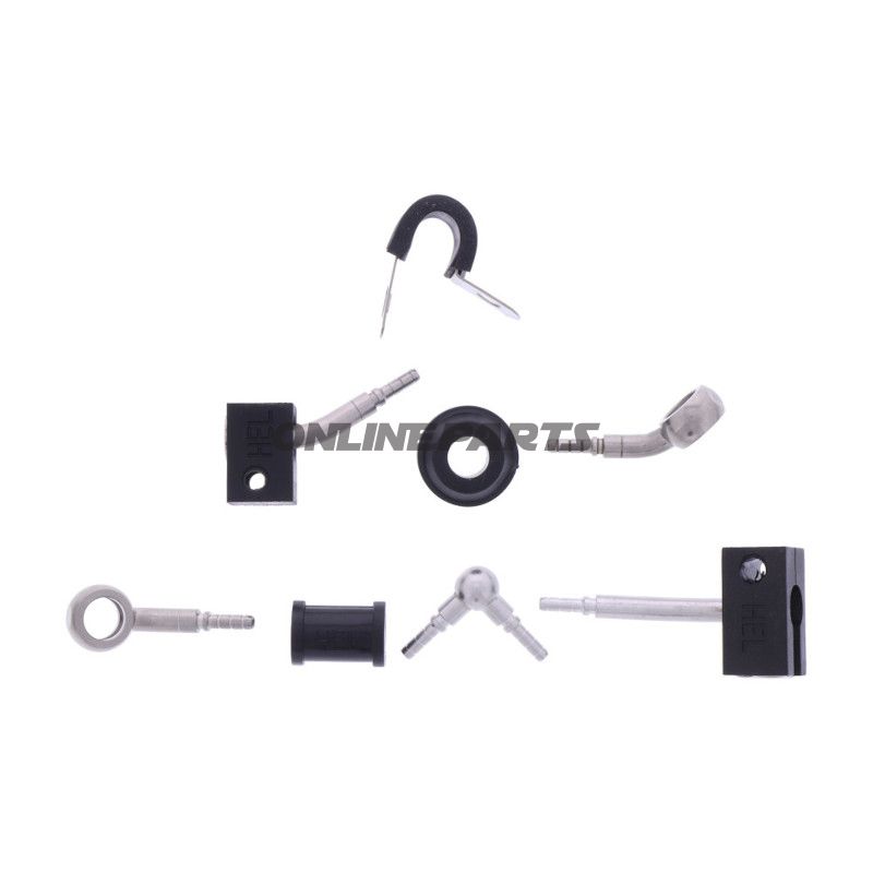 FLETTET STÅL BREMSESLANGE KIT FITTINGS SØLV 3 DELE