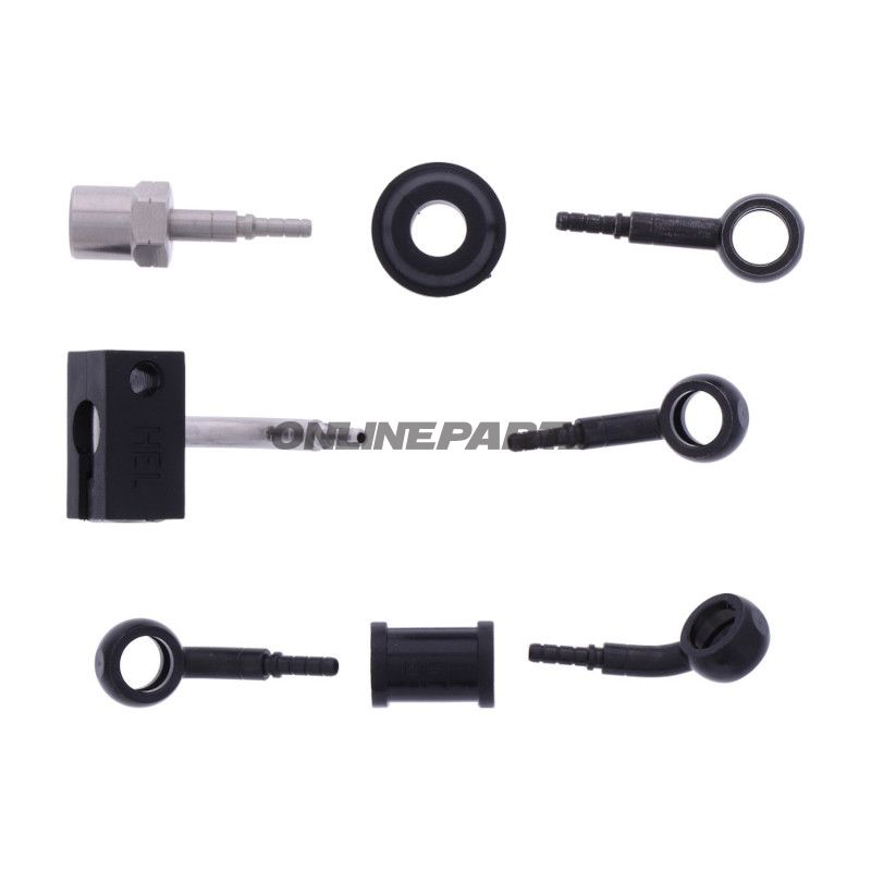 FLETTET STÅL BREMSESLANGESÆT FITTINGS SORT 3 DELE