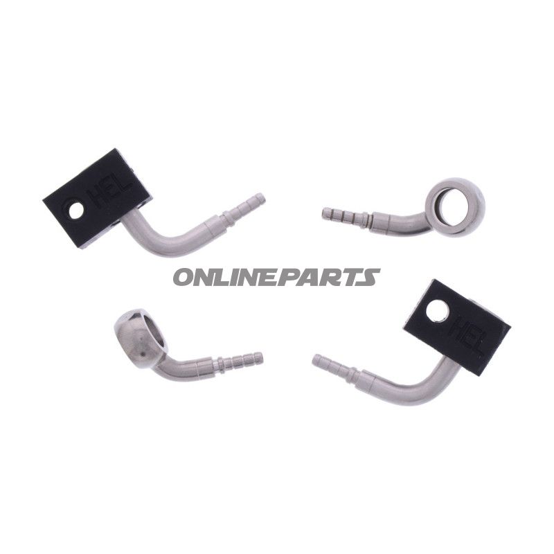 FLETTET STÅL BREMSESLANGE KIT FITTINGS SØLV 2 STK