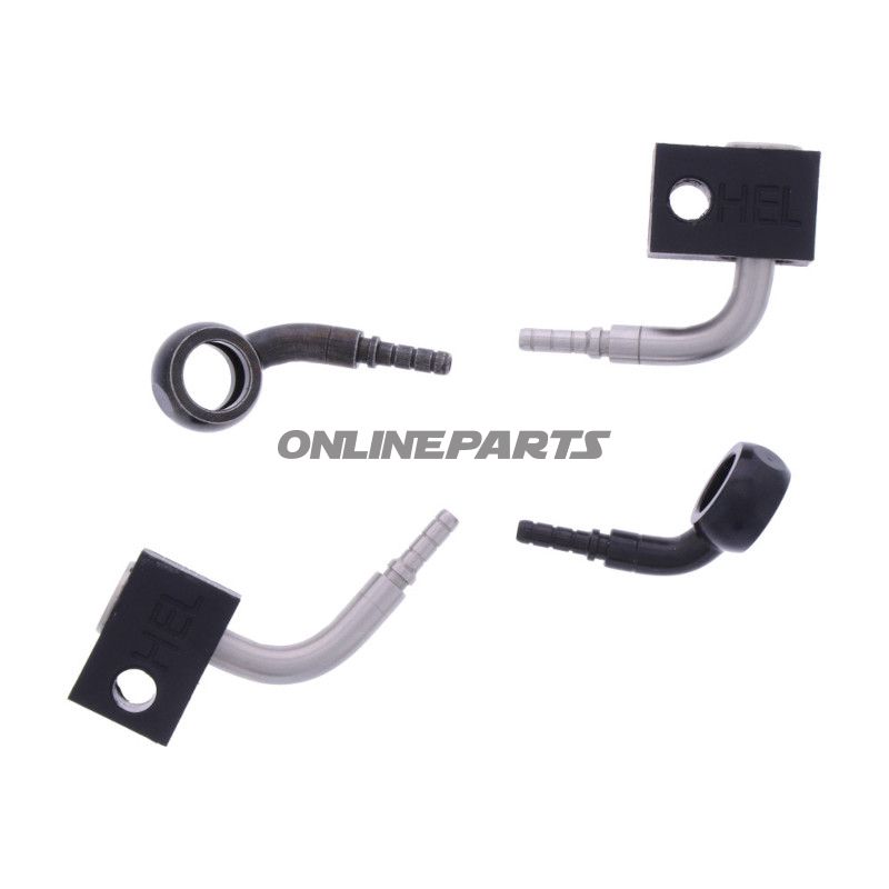 FLETTET STÅL BREMSESLANGE KIT FITTINGS SORT 2 DELE