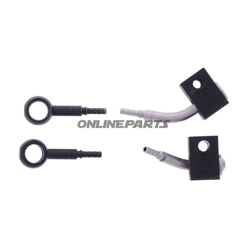 FLETTET STÅL BREMSESLANGE KIT FITTINGS SORT 2 DELE