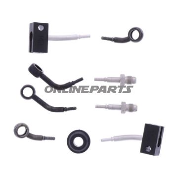 FLETTET STÅL BREMSESLANGE KIT FITTINGS SORT 4 DELE