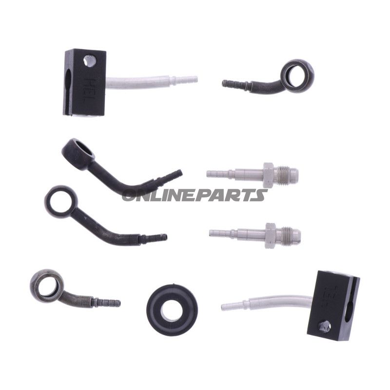 FLETTET STÅL BREMSESLANGE KIT FITTINGS SORT 4 DELE