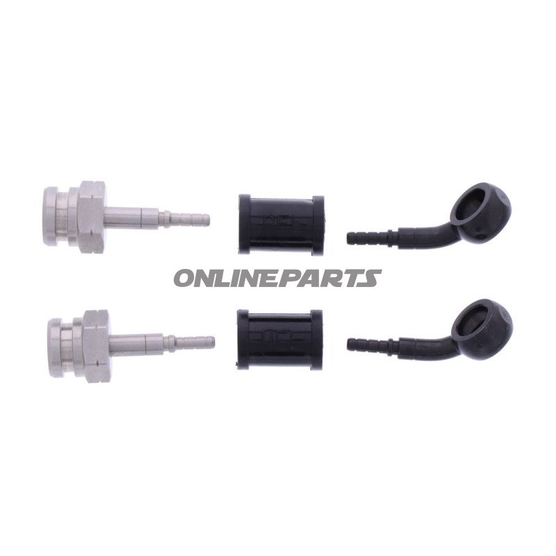 FLETTET STÅL BREMSESLANGE KIT FITTINGS SORT 2 DELE