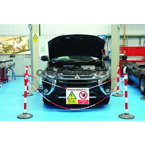 AFSPÆRRINGSSÆT HV 6 stolper og 25 meter kæde