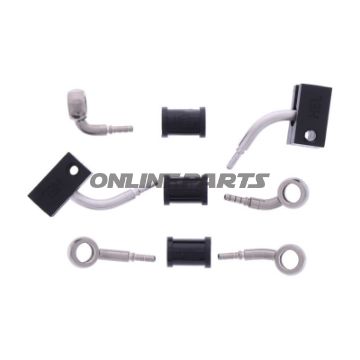 FLETTET STÅL BREMSESLANGE KIT FITTINGS SØLV 3 DELE