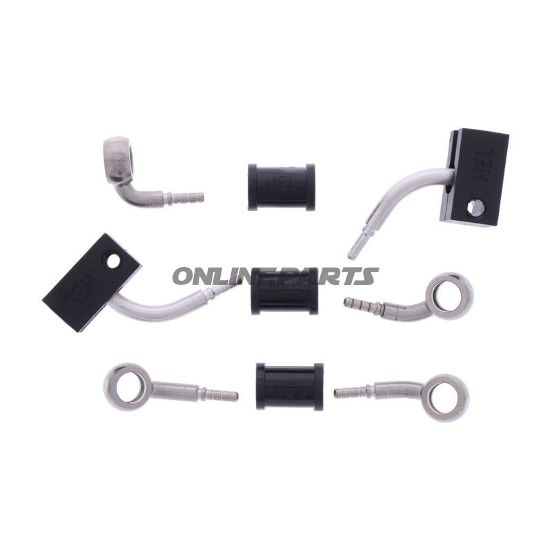 FLETTET STÅL BREMSESLANGE KIT FITTINGS SØLV 3 DELE