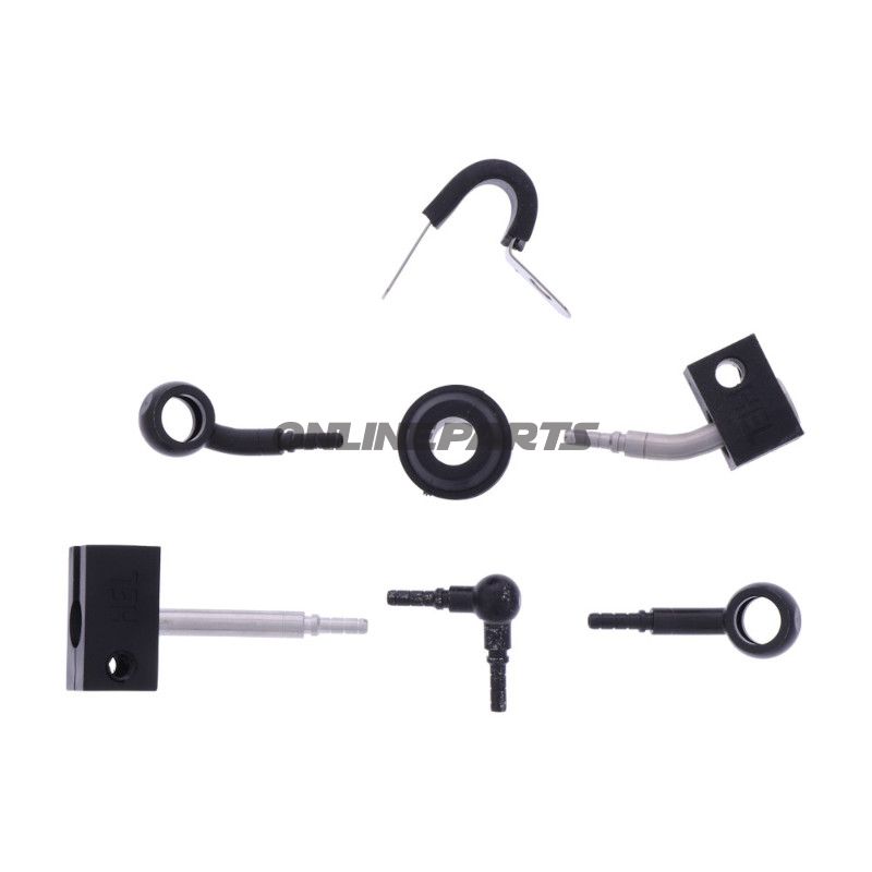 FLETTET STÅL BREMSESLANGESÆT FITTINGS SORT 3 DELE