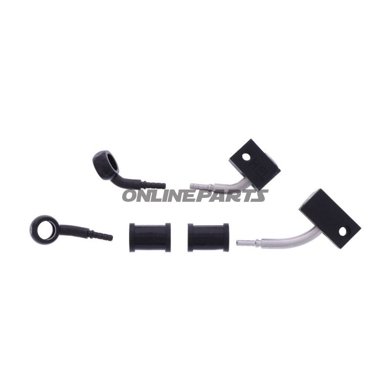 FLETTET STÅL BREMSESLANGE KIT FITTINGS SORT 2 DELE