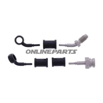 FLETTET STÅL BREMSESLANGE KIT FITTINGS SORT 2 DELE