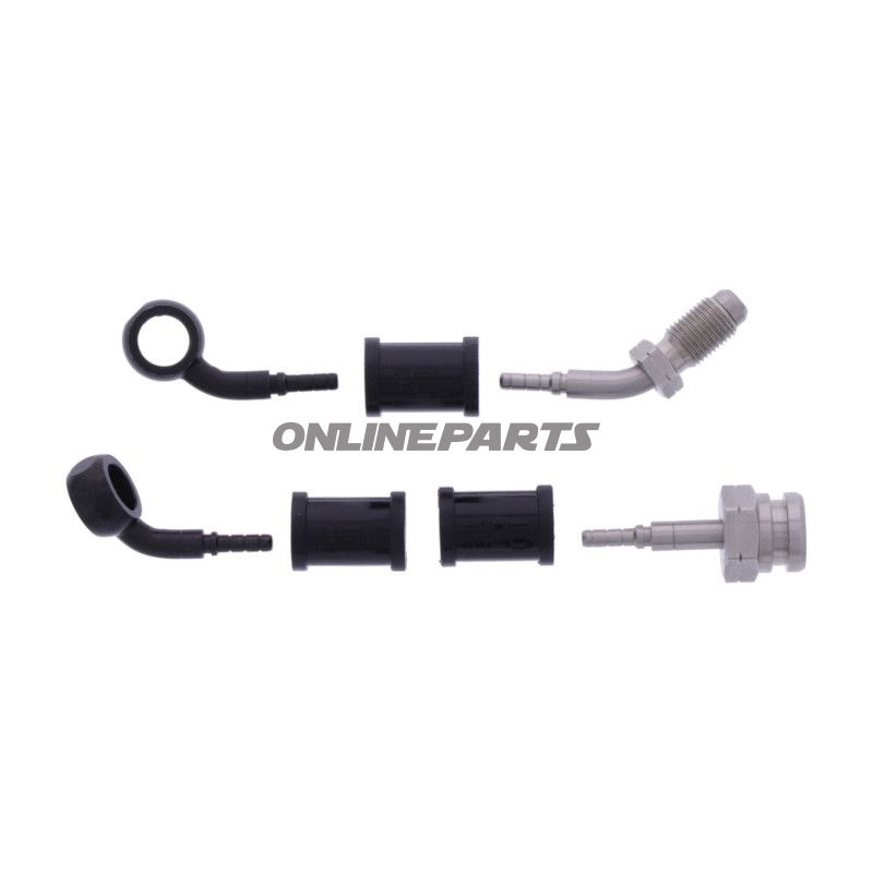 FLETTET STÅL BREMSESLANGE KIT FITTINGS SORT 2 DELE