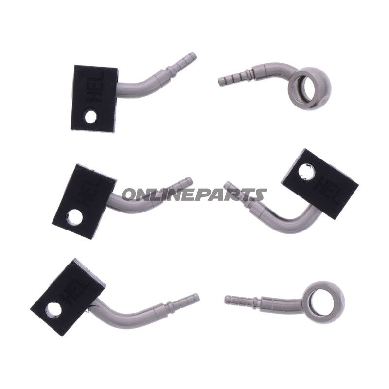 FLETTET STÅL BREMSESLANGE KIT FITTINGS SØLV 3 DELE