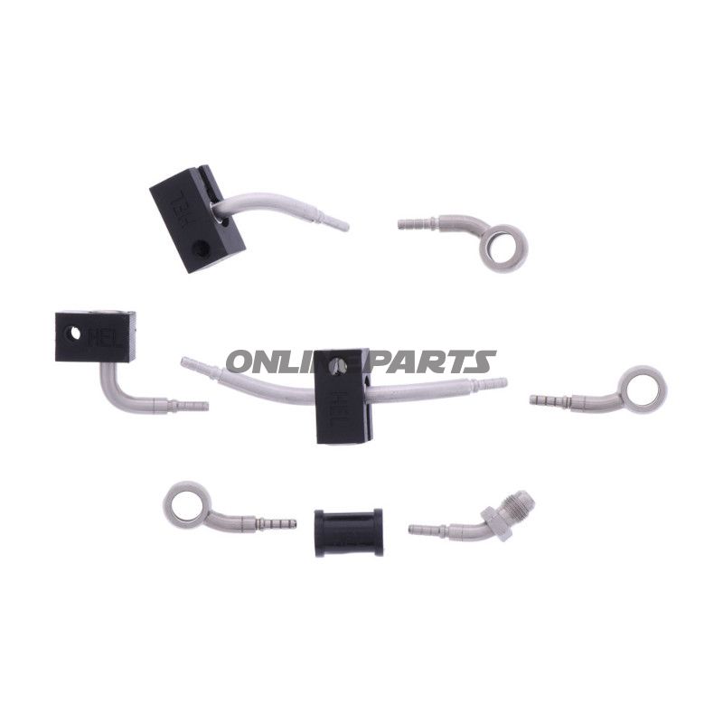 FLETTET STÅL BREMSESLANGE KIT FITTINGS SØLV 4 DELE