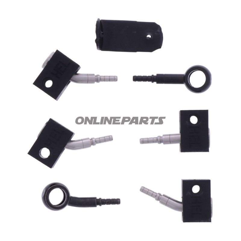 FLETTET STÅL BREMSESLANGESÆT FITTINGS SORT 3 DELE