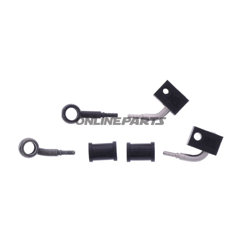 FLETTET STÅL BREMSESLANGE KIT FITTINGS SORT 2 DELE