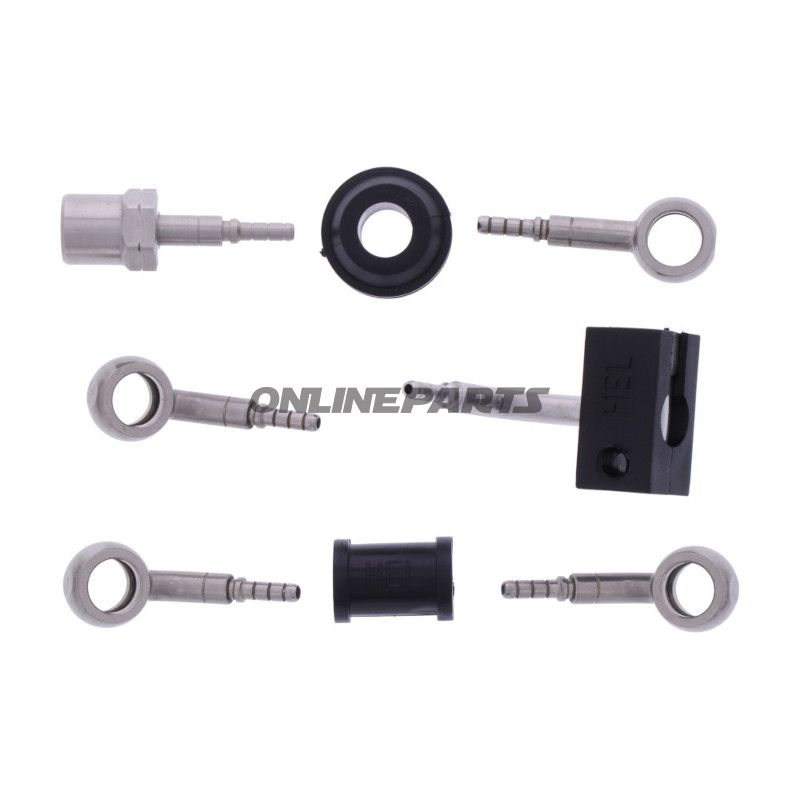 FLETTET STÅL BREMSESLANGE KIT FITTINGS SØLV 3 DELE