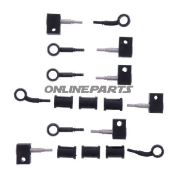 FLETTET STÅL BREMSESLANGE KIT FITTINGS SORT SEKSDELT