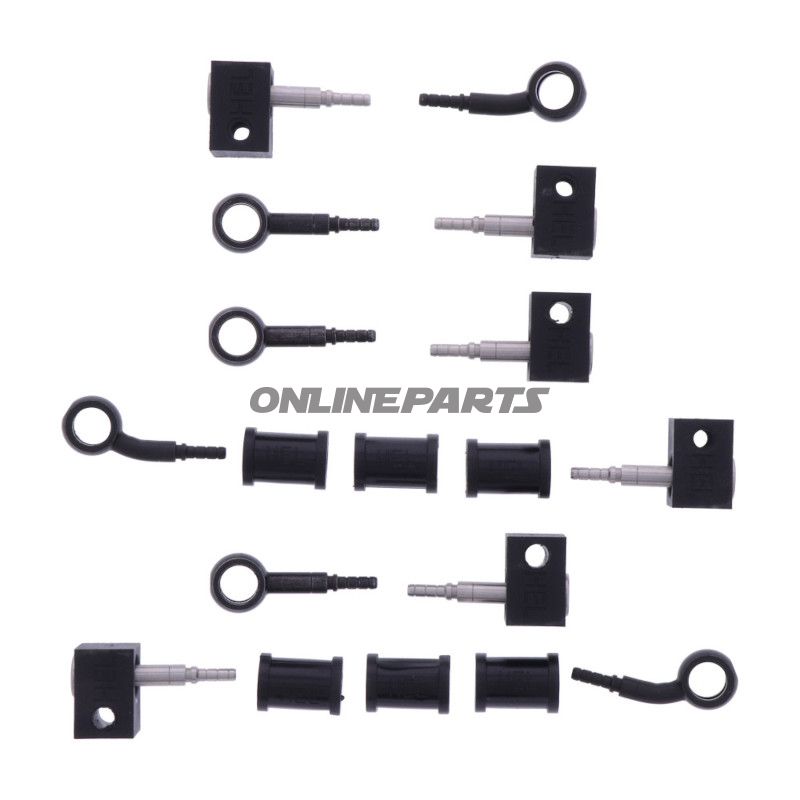 FLETTET STÅL BREMSESLANGE KIT FITTINGS SORT SEKSDELT