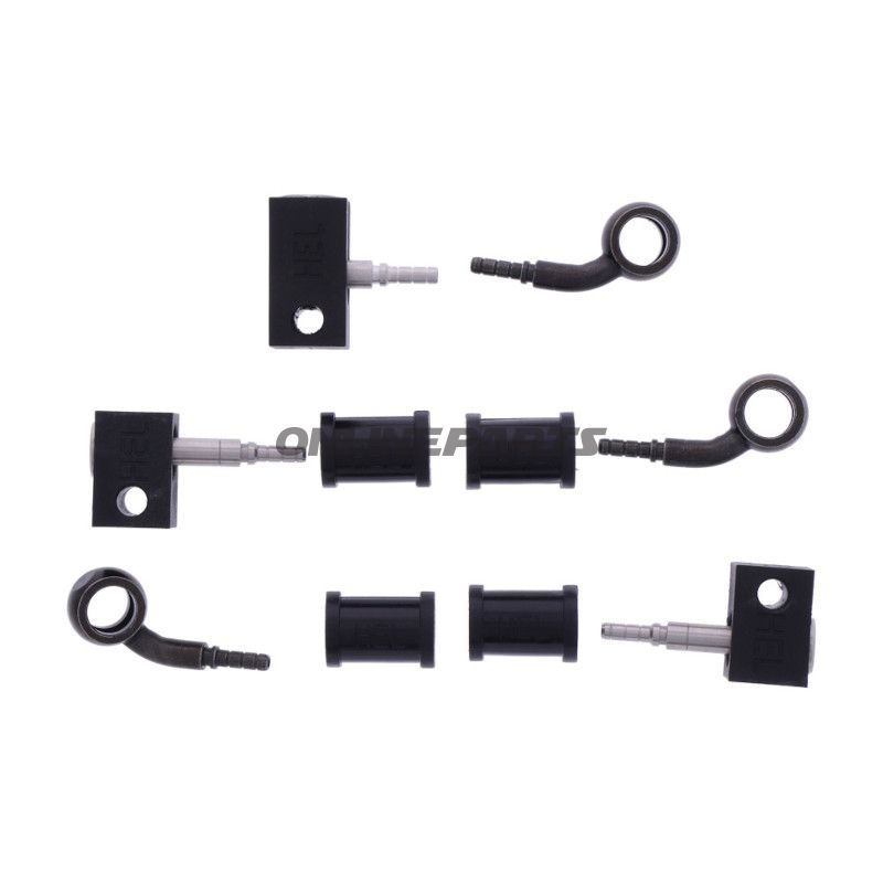 FLETTET STÅL BREMSESLANGESÆT FITTINGS SORT 3 DELE