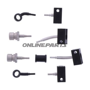 FLETTET STÅL BREMSESLANGE KIT FITTINGS SORT 4 DELE