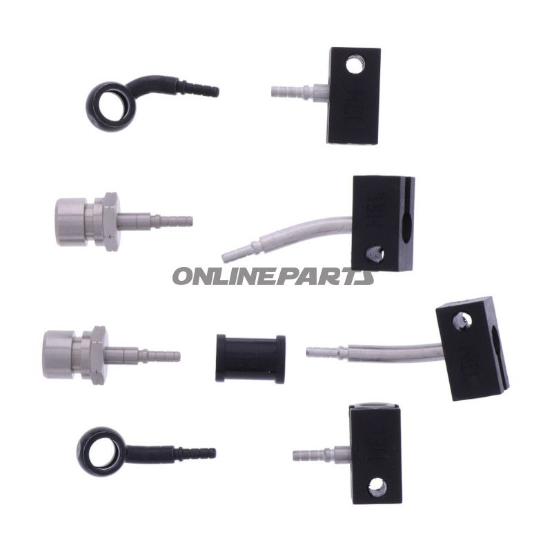 FLETTET STÅL BREMSESLANGE KIT FITTINGS SORT 4 DELE