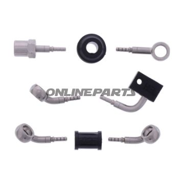 FLETTET STÅL BREMSESLANGE KIT FITTINGS SØLV 3 DELE