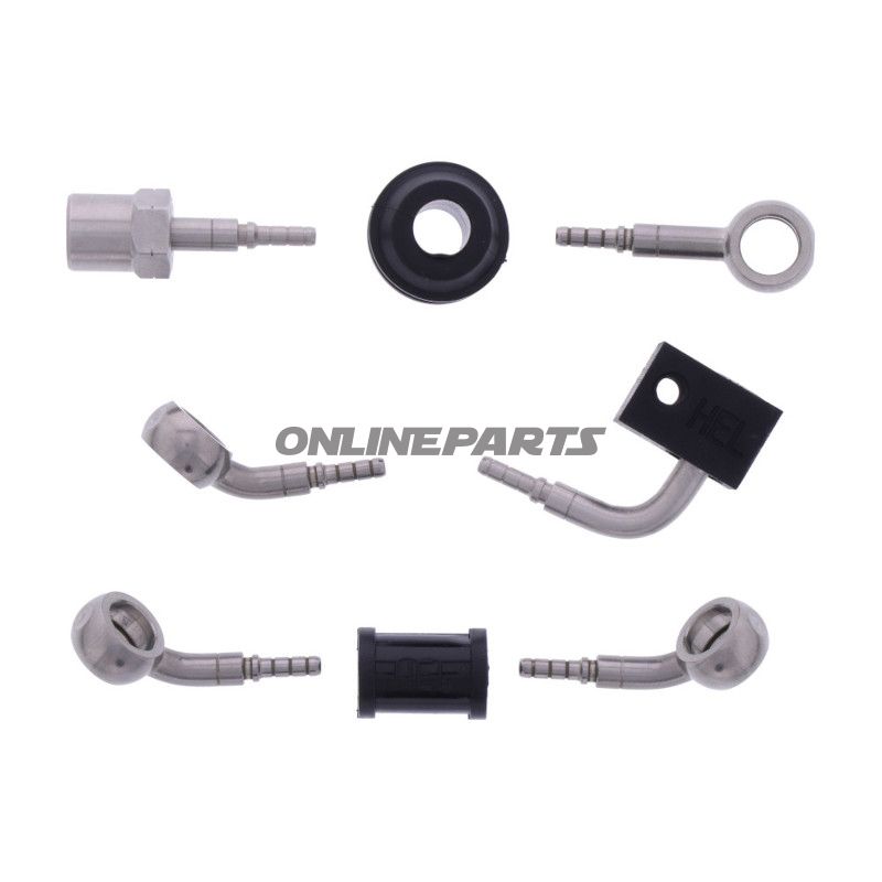 FLETTET STÅL BREMSESLANGE KIT FITTINGS SØLV 3 DELE