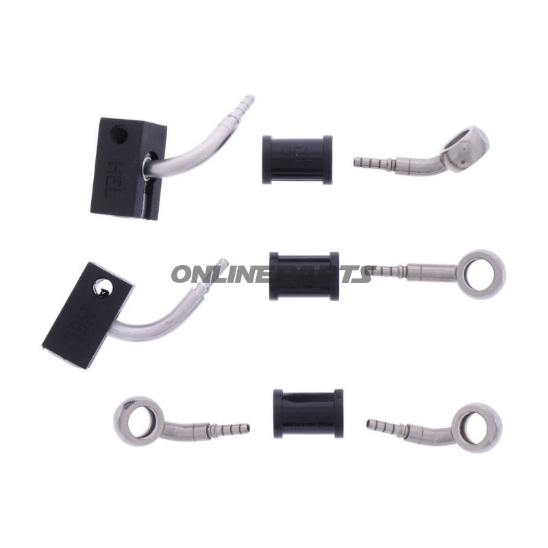 FLETTET STÅL BREMSESLANGE KIT FITTINGS SØLV 3 DELE
