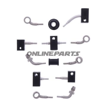 FLETTET STÅL BREMSESLANGE KIT FITTINGS SØLV SEKSDELT