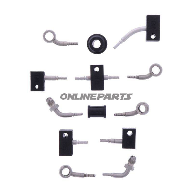 FLETTET STÅL BREMSESLANGE KIT FITTINGS SØLV SEKSDELT