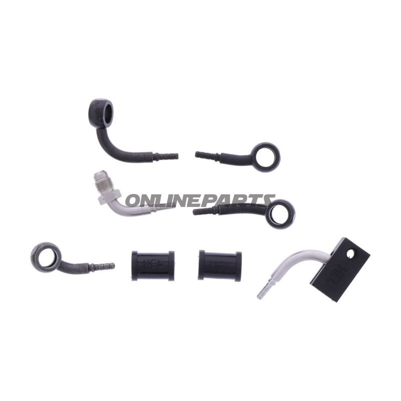 FLETTET STÅL BREMSESLANGESÆT FITTINGS SORT 3 DELE