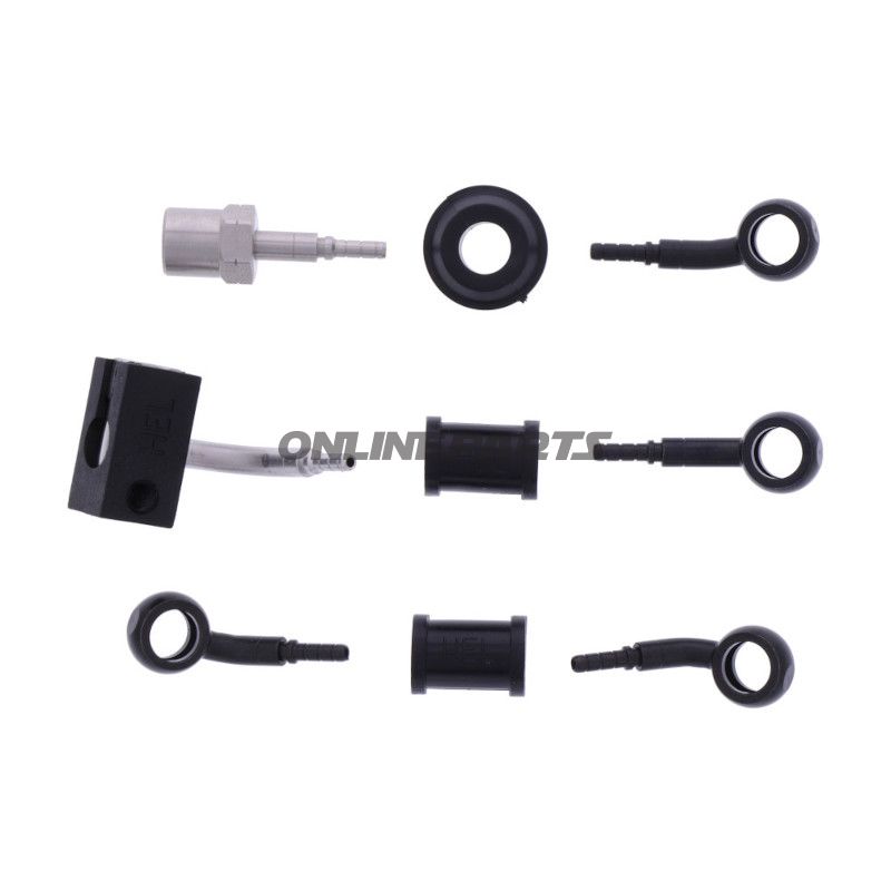 FLETTET STÅL BREMSESLANGESÆT FITTINGS SORT 3 DELE