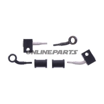 FLETTET STÅL BREMSESLANGE KIT FITTINGS SORT 2 DELE