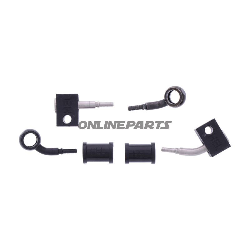 FLETTET STÅL BREMSESLANGE KIT FITTINGS SORT 2 DELE