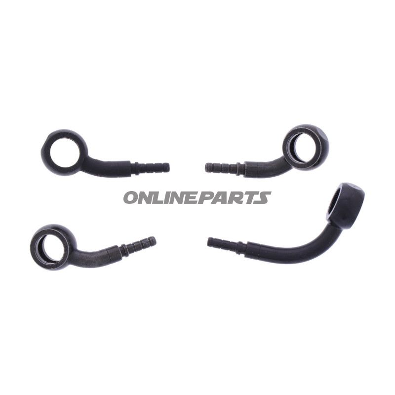 FLETTET STÅL BREMSESLANGE KIT FITTINGS SORT 2 DELE