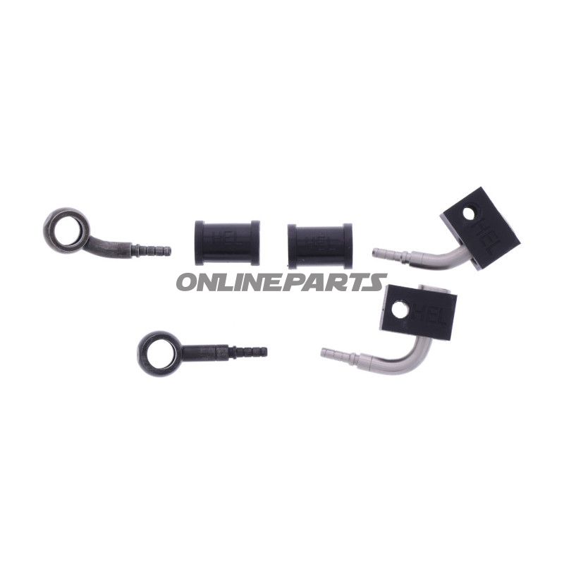 FLETTET STÅL BREMSESLANGE KIT FITTINGS SORT 2 DELE